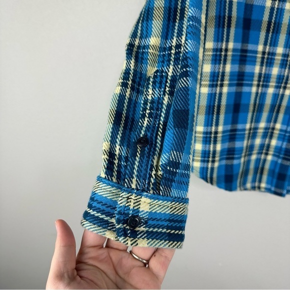 Outerknown Blue Yellow Plaid Blanket Shacket Shirt Jacket Size XS Small - Picture 3 of 7